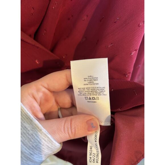 Express Burgundy Romantic Sheer Sleeve Top Size Large Whimsigoth Goth Coquette - Picture 6 of 6